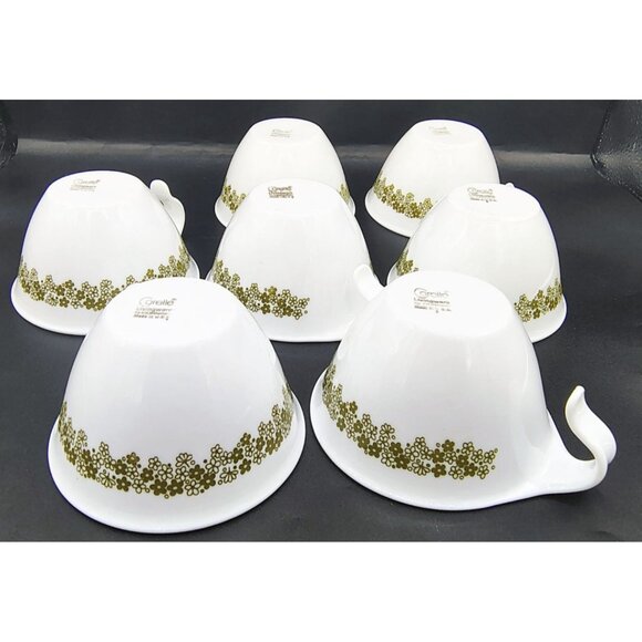 Coffee Cups Spring Blossom Green Crazy Daisy Corning Ware Vintage Lot of 7 - Picture 11 of 13